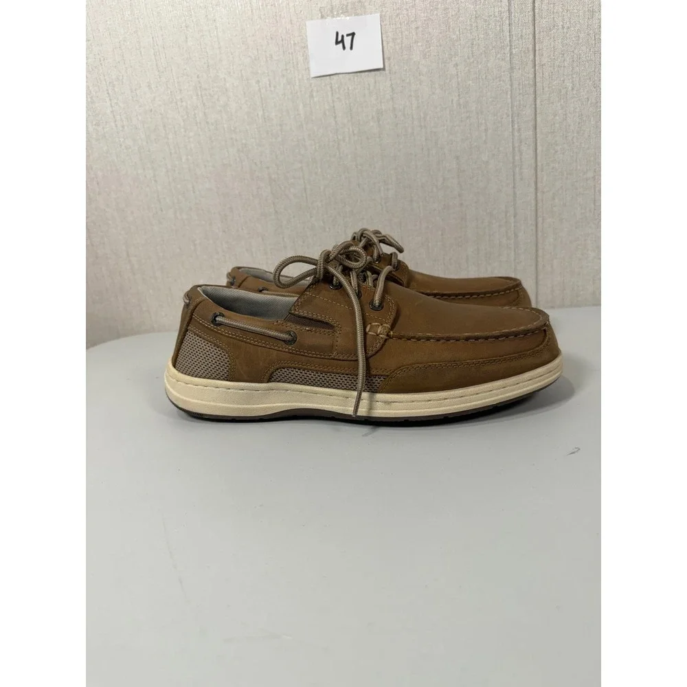 Dockers Beacon Loafers Men's US 9 W Brown Leather Lace Up Boat Shoes